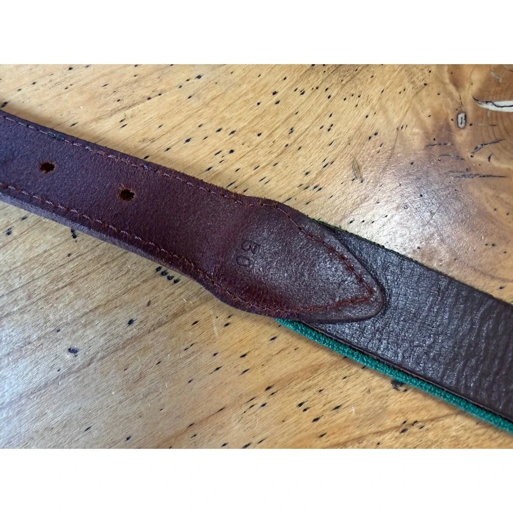 Good Threads Needlepoint 30 Santa Claus Green Leather Trim Christmas Belt